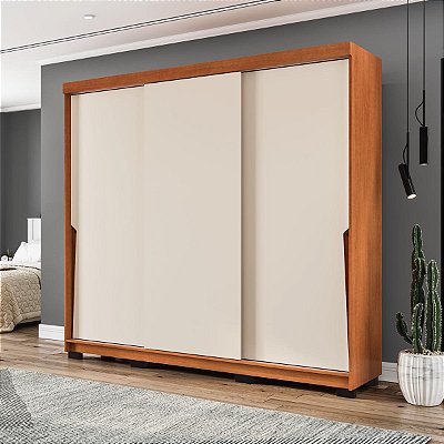 Roupeiro Porto 217x213cm c/ 5 Prateleiras 4 Gavetas 3 Portas de Correr