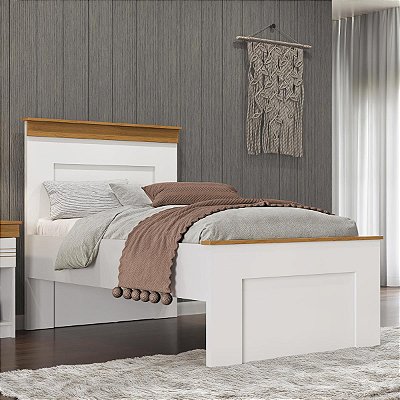 Cama de Solteiro com Cabeceira England 93,4x119cm Detalhes Amadeirados