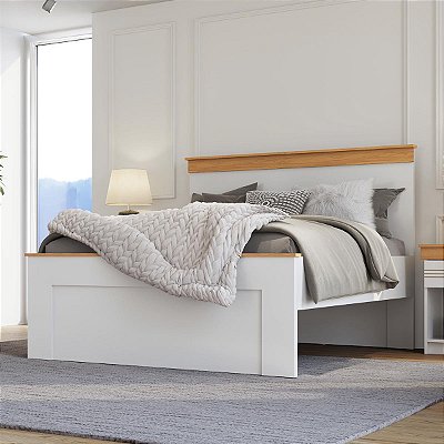 Cama Casal com Cabeceira England 143,6X119cm e Detalhes Amadeirados