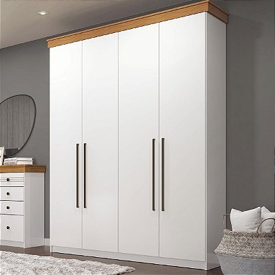 Roupeiro de Solteiro London em MDF 152,2x220cm 2 Gavetas e 4 Portas
