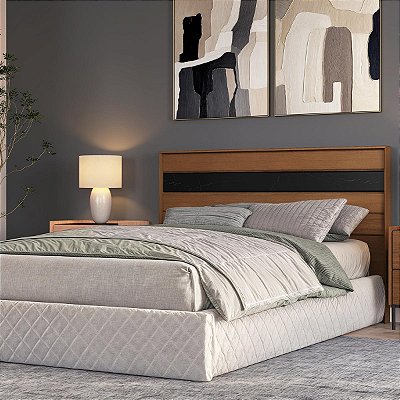 Cabeceira para Cama Casal Itália em MDF 165x106,8cm Detalhe Chanfrado
