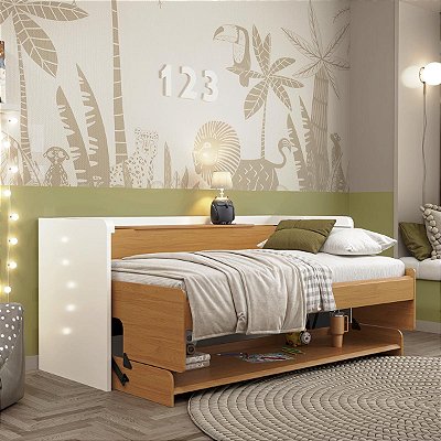 Cama Solteiro Multifuncional First 205x137cm Baú Office Mesa e Lousa