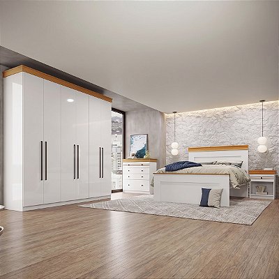Conjunto para Quarto de Casal Completo England Moderno em MDF