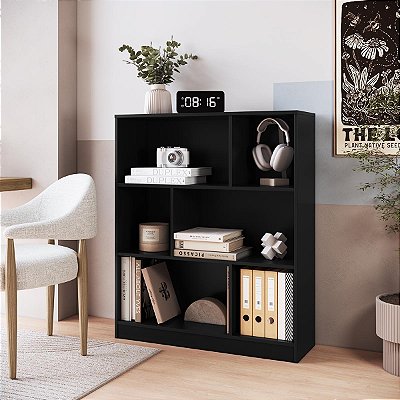 Estante Baixa Sala de Estar Compacta 90x110cm Preto
