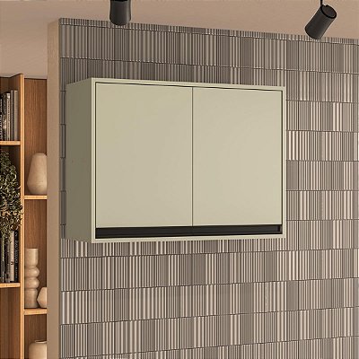 Armário Aéreo para Cozinha Koya 80x59cm com Prateleira e 2 Portas