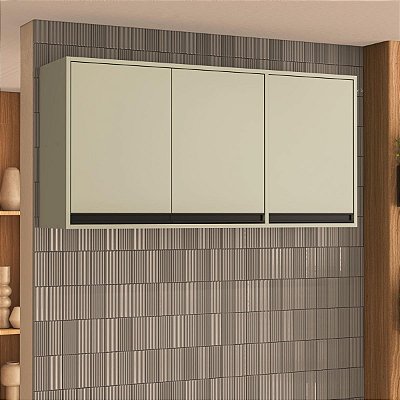 Armário Aéreo para Cozinha Koya 120x59cm com Prateleira e 3 Portas