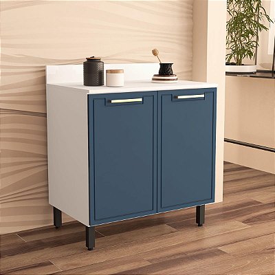 Balcão para Cozinha Amara 80x92,5cm com Prateleira 2 Portas e 4 Pés