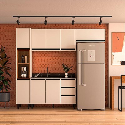 Cozinha Modulada Koya 236,8x214cm 4 Peças com Paneleiro e 3 Gavetas