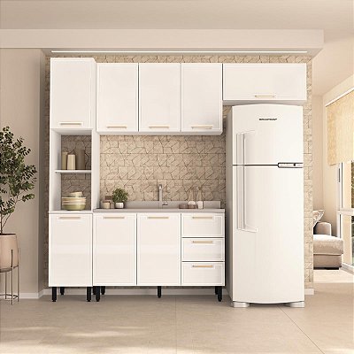 Cozinha Modulada Amara 240x224,5cm 4 Peças com Armários e Paneleiro