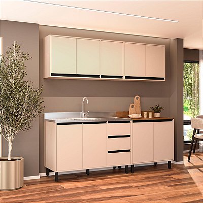 Cozinha Modulada Koya 200x214cm 4 Peças Balcões com 3 Gavetas