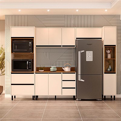 Cozinha Modulada Koya 306,8x214cm 5 Peças Balcão 3 Gavetas e Tampo