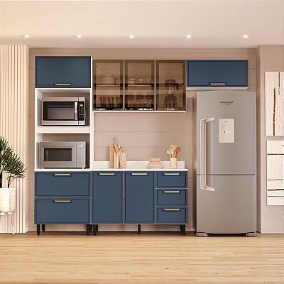 Cozinha Modulada Amara 270x224,5cm 4 Peças com Tampo e Torre Quente