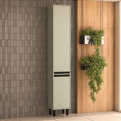 Armário Paneleiro para Cozinha Koya 36,8x214cm 2 Portas 2 Prateleiras