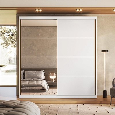 Guarda Roupa Star New 100% MDF 219cm 2 Portas Correr com Espelho
