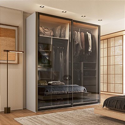 Guarda Roupa Ravi New 100% MDF 200x230cm 2 Portas de Correr Reflecta com Led