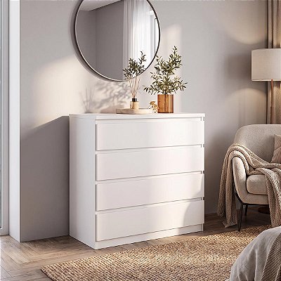 Cômoda para Quarto Lince 100% MDF 90x91cm 4 Gavetas Puxadores Cava