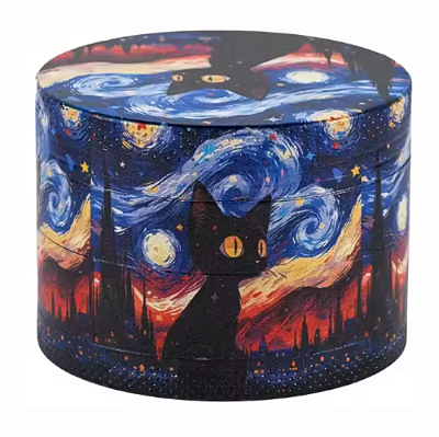 Dichavador de Metal (Liga de Zinco) 4 Partes 'Gato Estrelado' - (50x40mm)