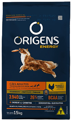 Origens Premium Especial Energy Cães Adultos Frango e Cereais 15Kg
