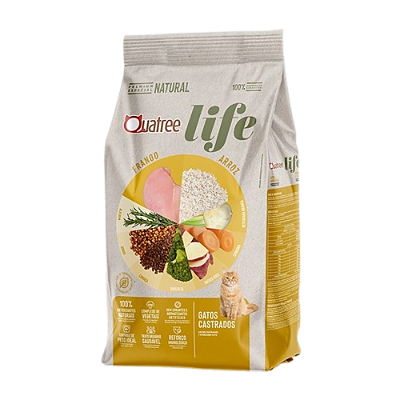 Ração Quatree Life Gatos Castrados Frango 10,1Kg