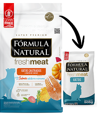 Ração Fórmula Natural Fresh Meat Gatos Castrados Salmão 505g