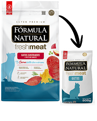 Ração Fórmula Natural Fresh Meat Gatos Castrados Carne 505g