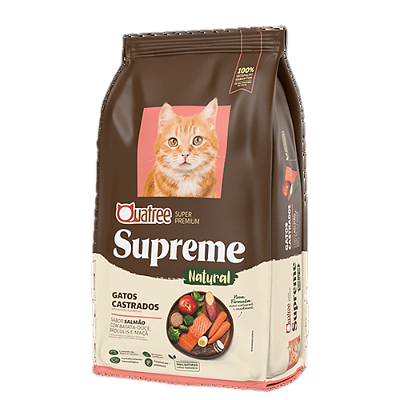 Ração Quatree Supreme Natural Gatos Castrados Salmão 10,1Kg Nova Formulação