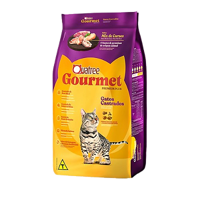 Ração Quatree Gourmet Gatos Castrados Mix de Carnes 10,1Kg