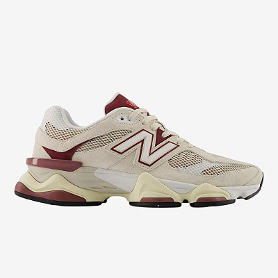 Tênis New Balance 9060 Linen Burgundy Bege/Bordo