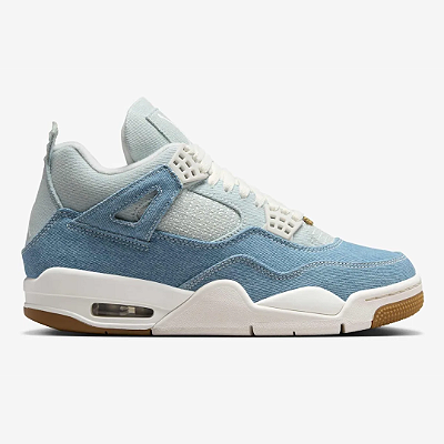 Tênis Air Jordan 4 Denim Worn Blue Jeans Azul