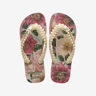 Chinelo Dolce&Gabbana x Havaianas Top Florals Rosa Ballet