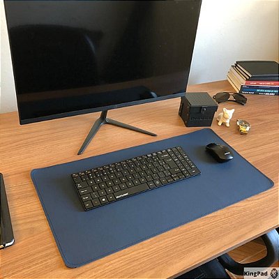 Mouse Pad 60x30 Desk KingPag  em Couro Sintético - Azul Marinho