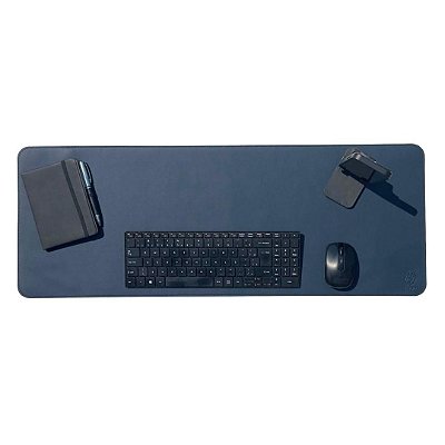 Mousepad Grande Azul Marinho 80x30 Deskpad Couro Antiderrapante Mesa Computador Notebook KingPad