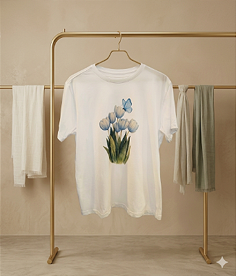 T-shirt Tulipas azuis 100% algodão