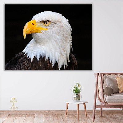 Quadro Decorativo Canvas Animal Selvagem Águia de Perfil Horizontal