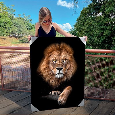Quadro Decorativo Canvas Animal Leão de Judá Colorido Vertical