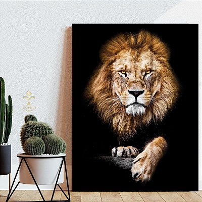 Quadro Decorativo Canvas Animal Leão de Judá Colorido Vertical