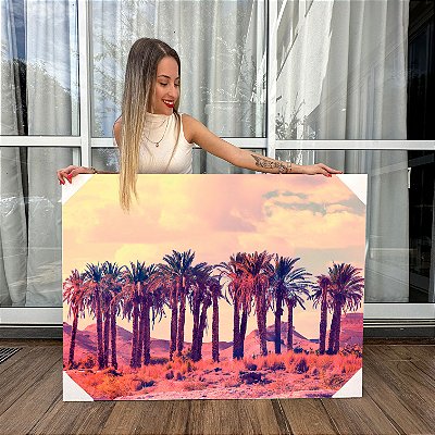 Quadro Decorativo Canvas Paisagem Coqueiros no Deserto Horizontal