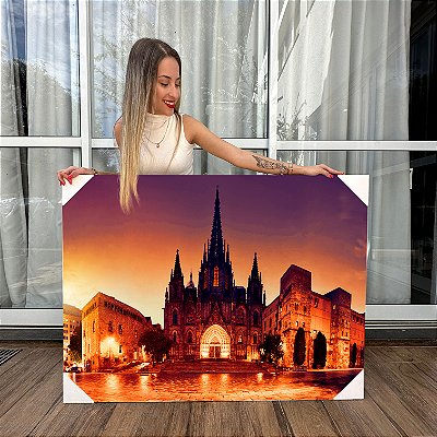 Quadro Decorativo Canvas Catedral De Barcelona Horizontal