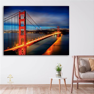 Quadro Decorativo Canvas Ponte Golden Gate Nevoeiro Battery Horizontal