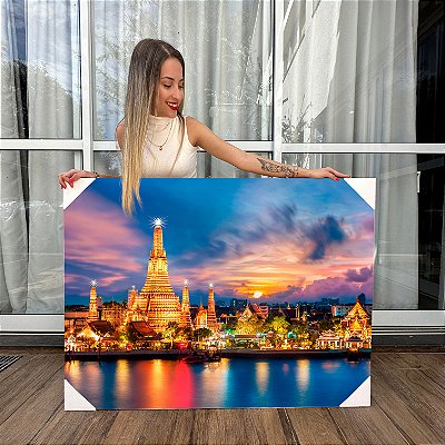 Quadro Decorativo Canvas Templo Budista Rio Chao Phraya Horizontal