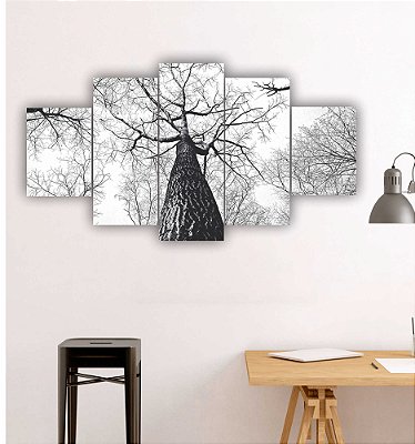 Quadros Decorativos Floral Árvore de galhos secos Inverno Neve 115x60