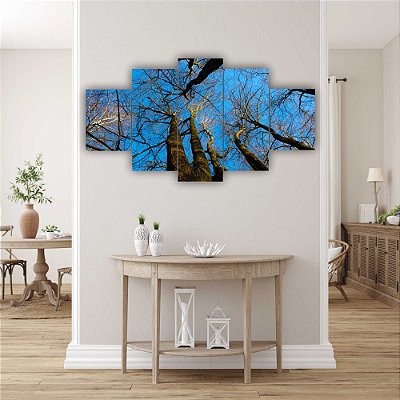 Quadros Decorativos Floral Árvore Galhos Secos Céu Azul 115x60
