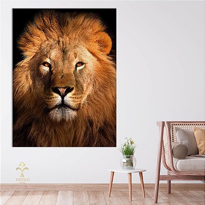 Quadro Decorativo Canvas Animal Silvestre Leão de Judá Rei Colorido Vertical