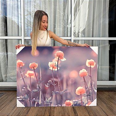 Quadro Decorativo Canvas Floral Flores no Campo Horizontal