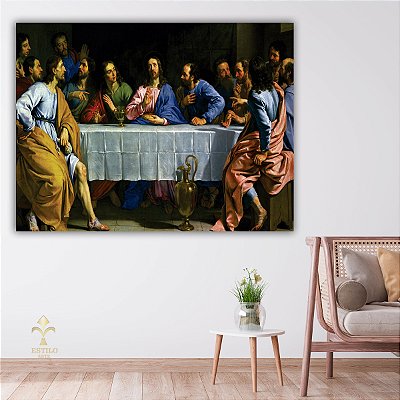 Quadro Decorativo Canvas Religioso Santa Ceia de Jesus Horizontal