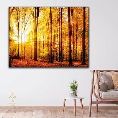 Quadro Decorativo Canvas Bosque De Outono Horizontal