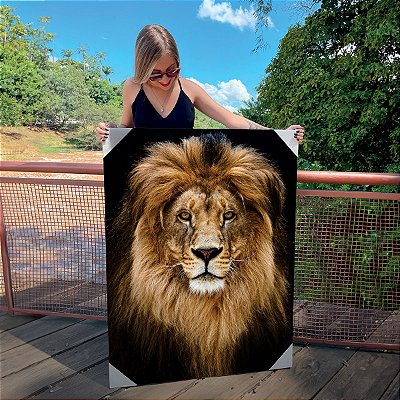 Quadro Decorativo Canvas Animal Silvestre Leão de Judá Face Vertical