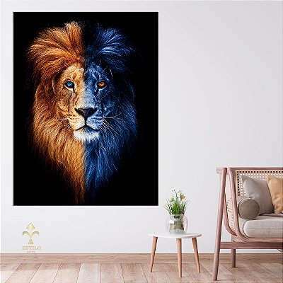 Quadro Decorativo Canvas Leão de Judá Face Colorido Vertical