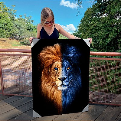 Quadro Decorativo Canvas Leão de Judá Face Colorido Vertical