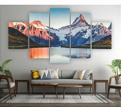 Quadros Decorativos Mosaico 5 peça Monte Cervino (Matterhorn) Suíça/Itália 115x60cm